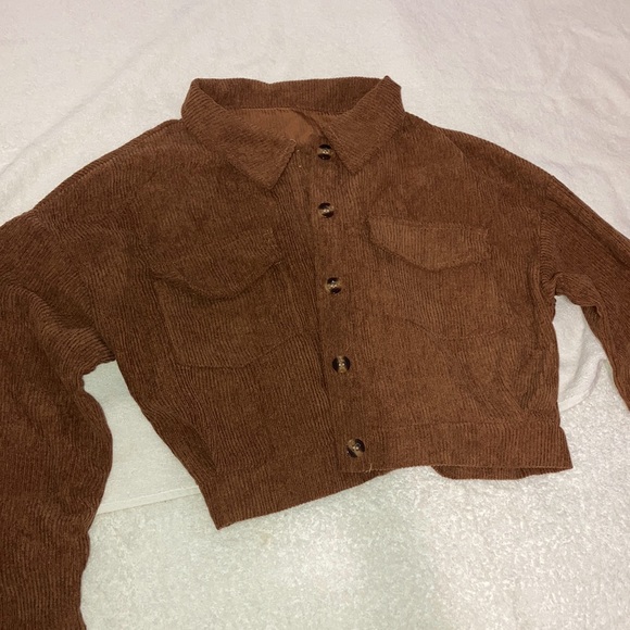 Brown cropped corduroy jacket size small - Picture 1 of 4